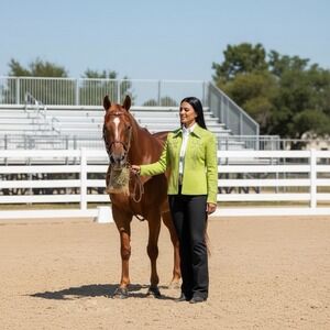 Rods Zip Up Sequin Sparkle Ladies Western Horse Show Shirt Green Medium